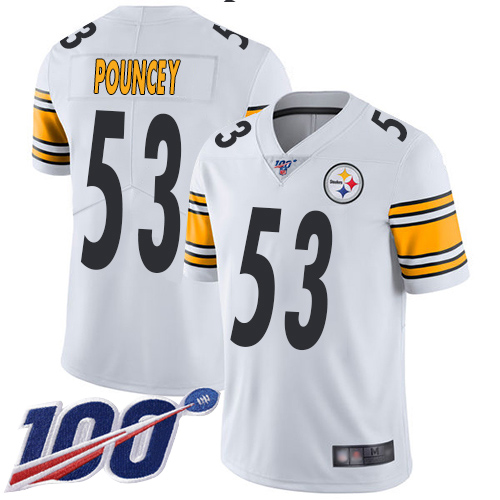 Youth Pittsburgh Steelers Football 53 Limited White Maurkice Pouncey Road 100th Season Vapor Untouchable Nike NFL Jersey
